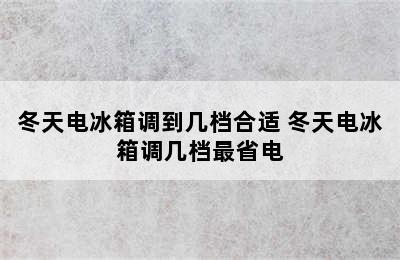 冬天电冰箱调到几档合适 冬天电冰箱调几档最省电